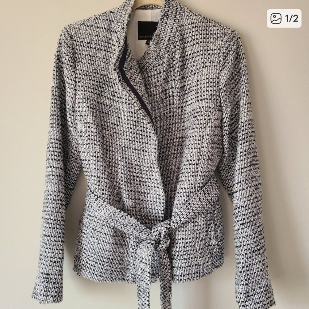 Women's Black and White Textured Jacket